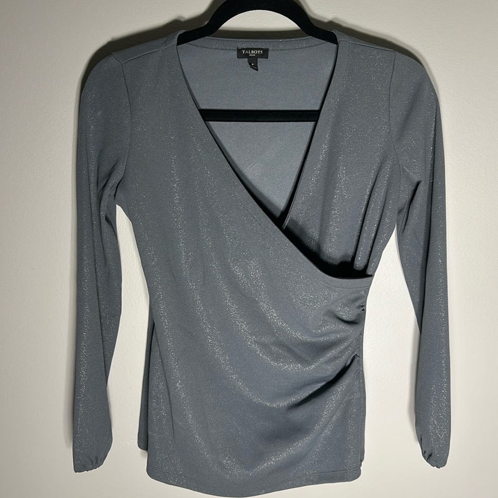 Petite Sparkly grey long-sleeve; never worn